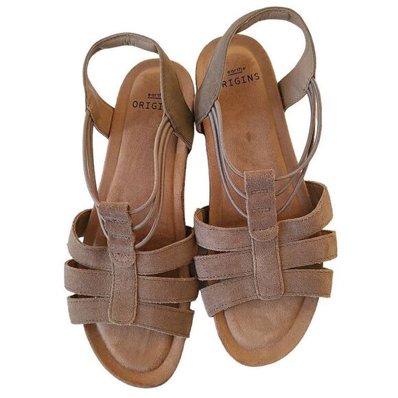 Earth Origins Laney Leather Sling Back Sandal Sedona Brown Comfort - Picture 1 of 10